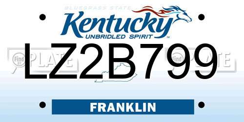 LZ2B799 Kentucky License Plate