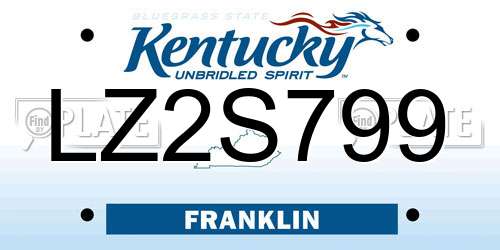 LZ2S799 Kentucky License Plate
