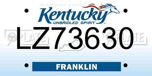 LZ73630 Kentucky License Plate