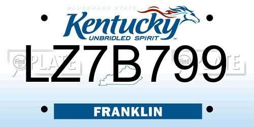 LZ7B799 Kentucky License Plate