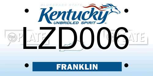 LZD006 Kentucky License Plate