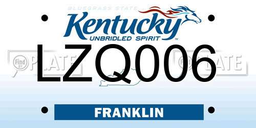 LZQ006 Kentucky License Plate