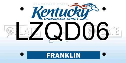 LZQD06 Kentucky License Plate