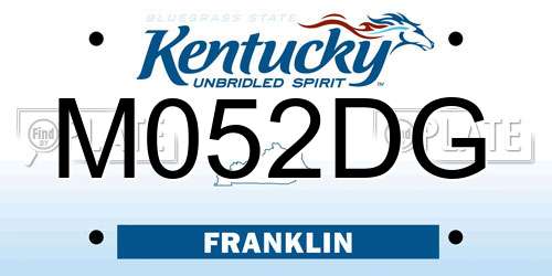 M052DG Kentucky License Plate