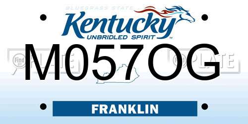 M057OG Kentucky License Plate