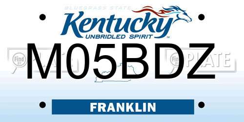 M05BDZ Kentucky License Plate