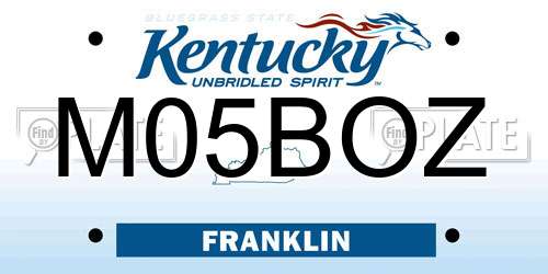 M05BOZ Kentucky License Plate