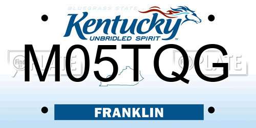 M05TQG Kentucky License Plate