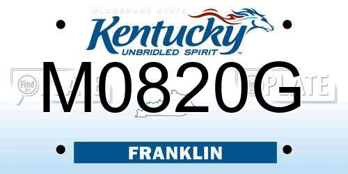 M0820G Kentucky License Plate