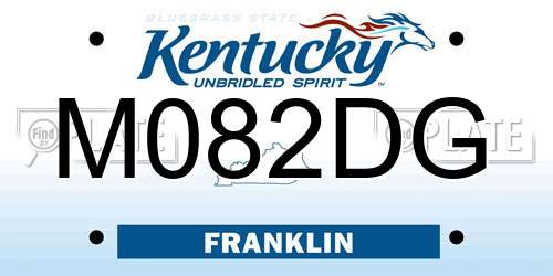 M082DG Kentucky License Plate