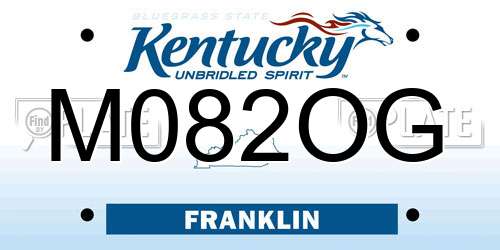 M082OG Kentucky License Plate
