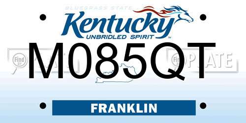M085QT Kentucky License Plate