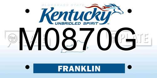 M0870G Kentucky License Plate