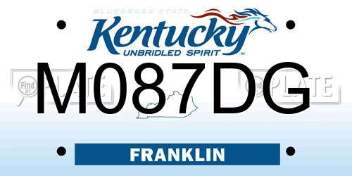 M087DG Kentucky License Plate