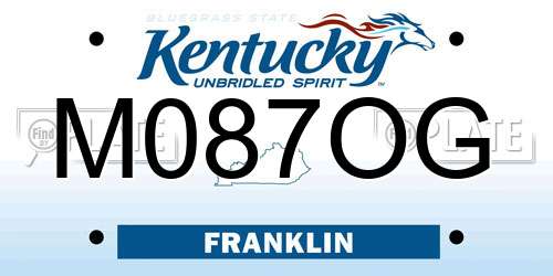 M087OG Kentucky License Plate