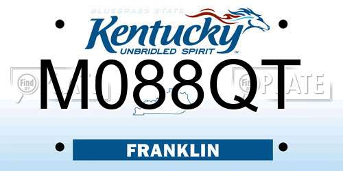 M088QT Kentucky License Plate