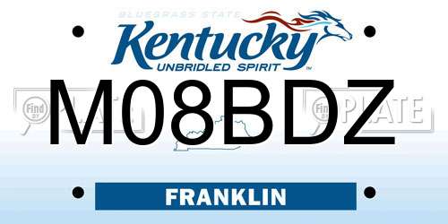M08BDZ Kentucky License Plate