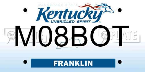 M08BOT Kentucky License Plate