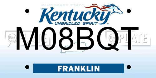 M08BQT Kentucky License Plate