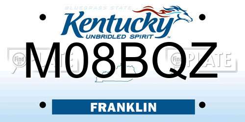 M08BQZ Kentucky License Plate