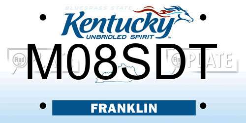 M08SDT Kentucky License Plate