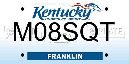 M08SQT Kentucky License Plate