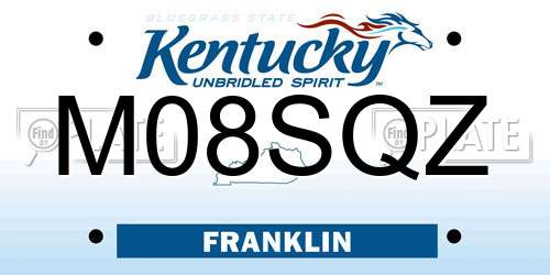 M08SQZ Kentucky License Plate