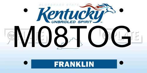 M08TOG Kentucky License Plate