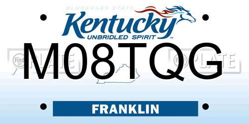 M08TQG Kentucky License Plate
