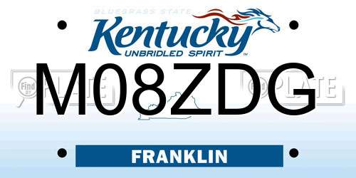 M08ZDG Kentucky License Plate