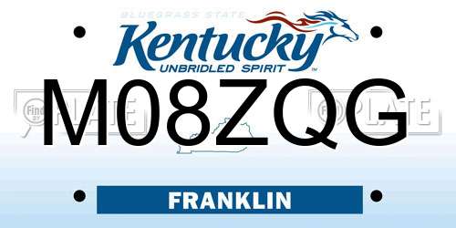 M08ZQG Kentucky License Plate