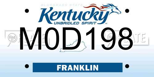 M0D198 Kentucky License Plate