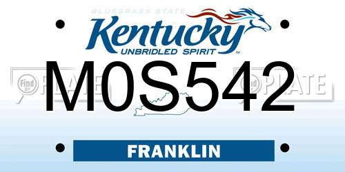 M0S542 Kentucky License Plate
