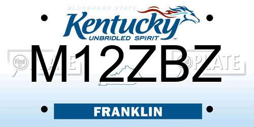 M12ZBZ Kentucky License Plate