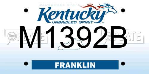 M1392B Kentucky License Plate