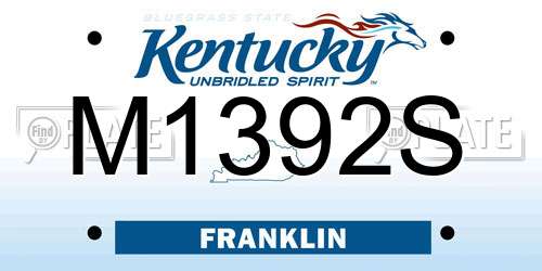 M1392S Kentucky License Plate