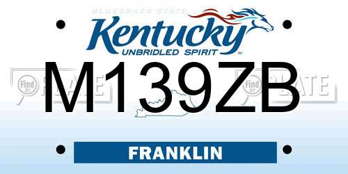 M139ZB Kentucky License Plate