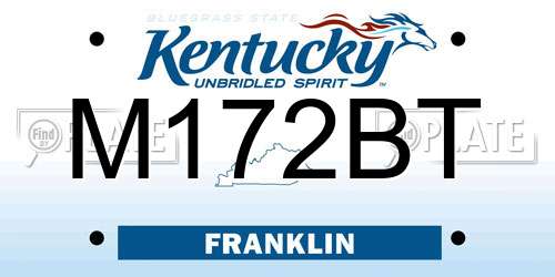 M172BT Kentucky License Plate