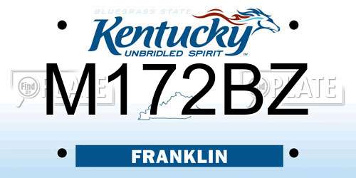 M172BZ Kentucky License Plate