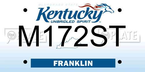 M172ST Kentucky License Plate