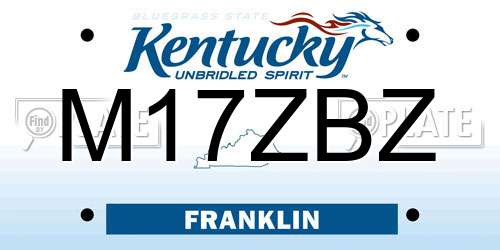 M17ZBZ Kentucky License Plate