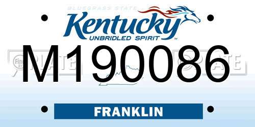 M190086 Kentucky License Plate