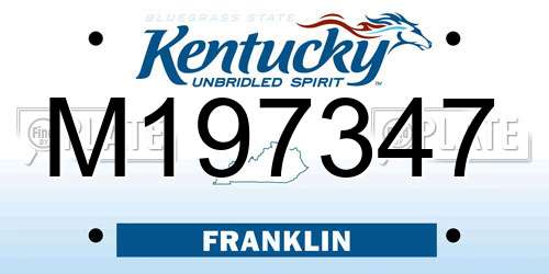 M197347 Kentucky License Plate