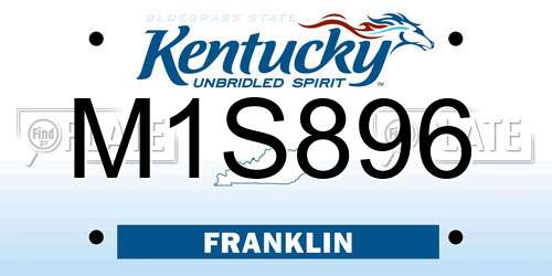 M1S896 Kentucky License Plate