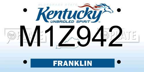 M1Z942 Kentucky License Plate