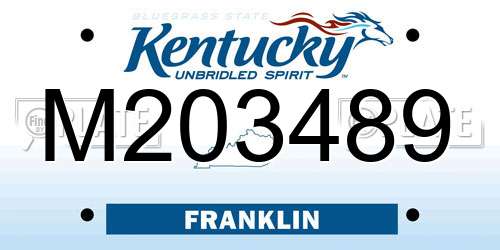 M203489 Kentucky License Plate