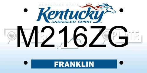 M216ZG Kentucky License Plate