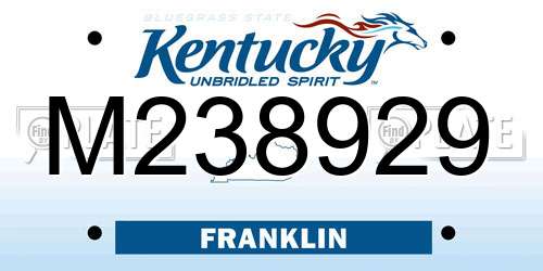 M238929 Kentucky License Plate