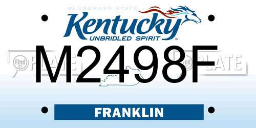 M2498F Kentucky License Plate
