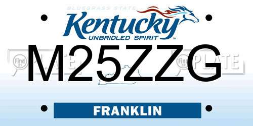 M25ZZG Kentucky License Plate
